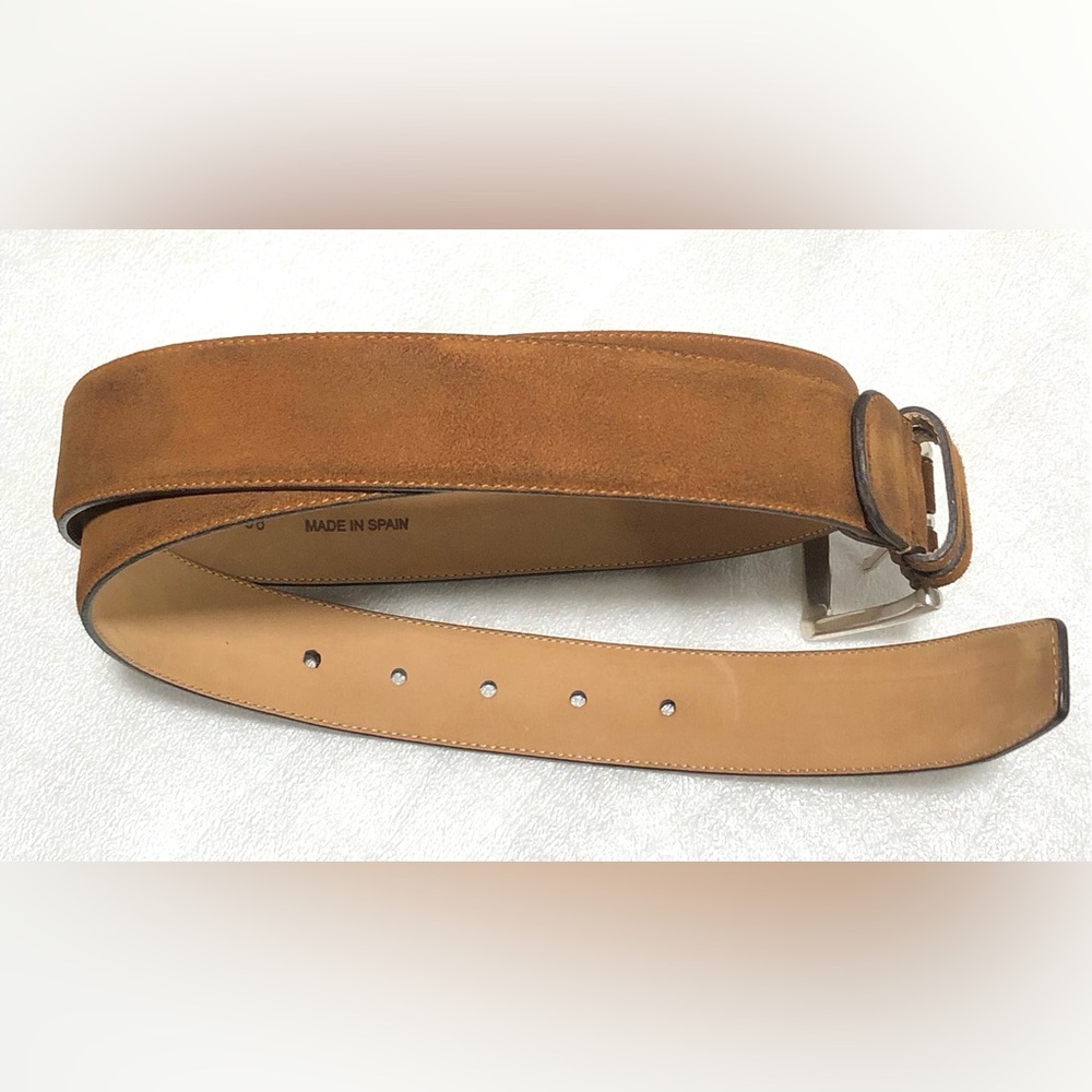Mezlan Tan Leather Belt with Silver Buckle - Picture 2 of 9